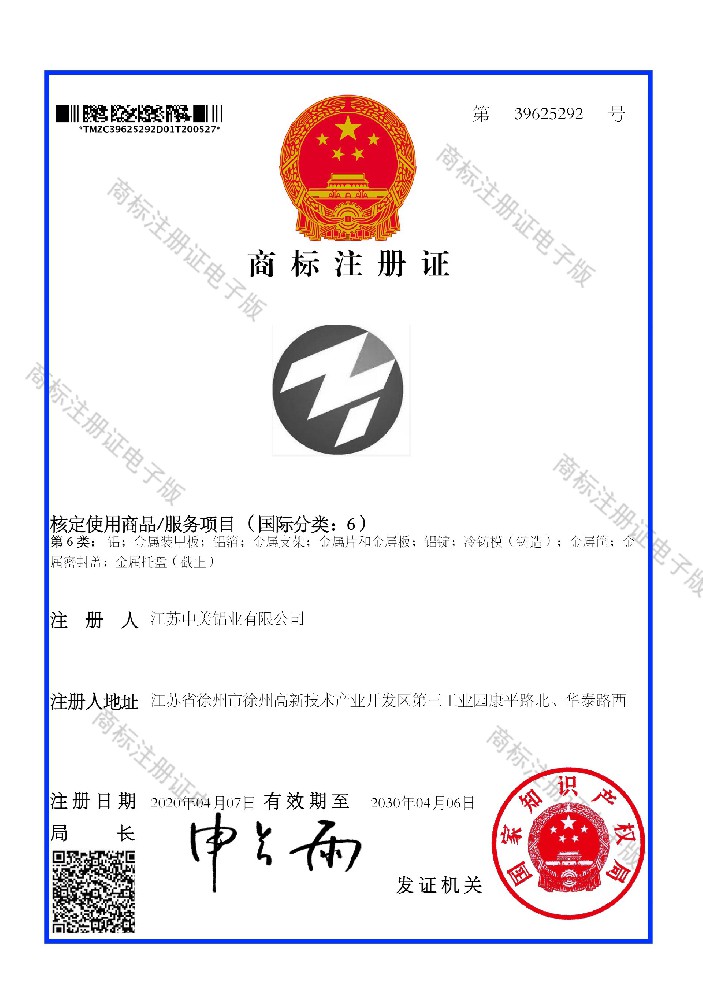 Trademark registration certificate