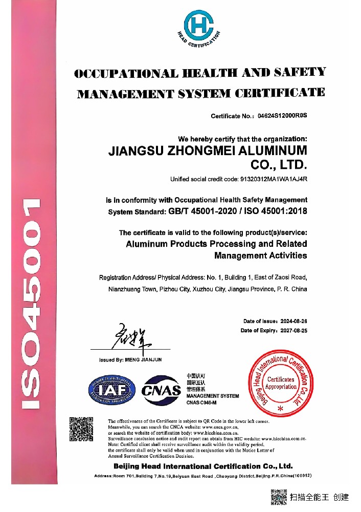 Occupational health and safety management system certification